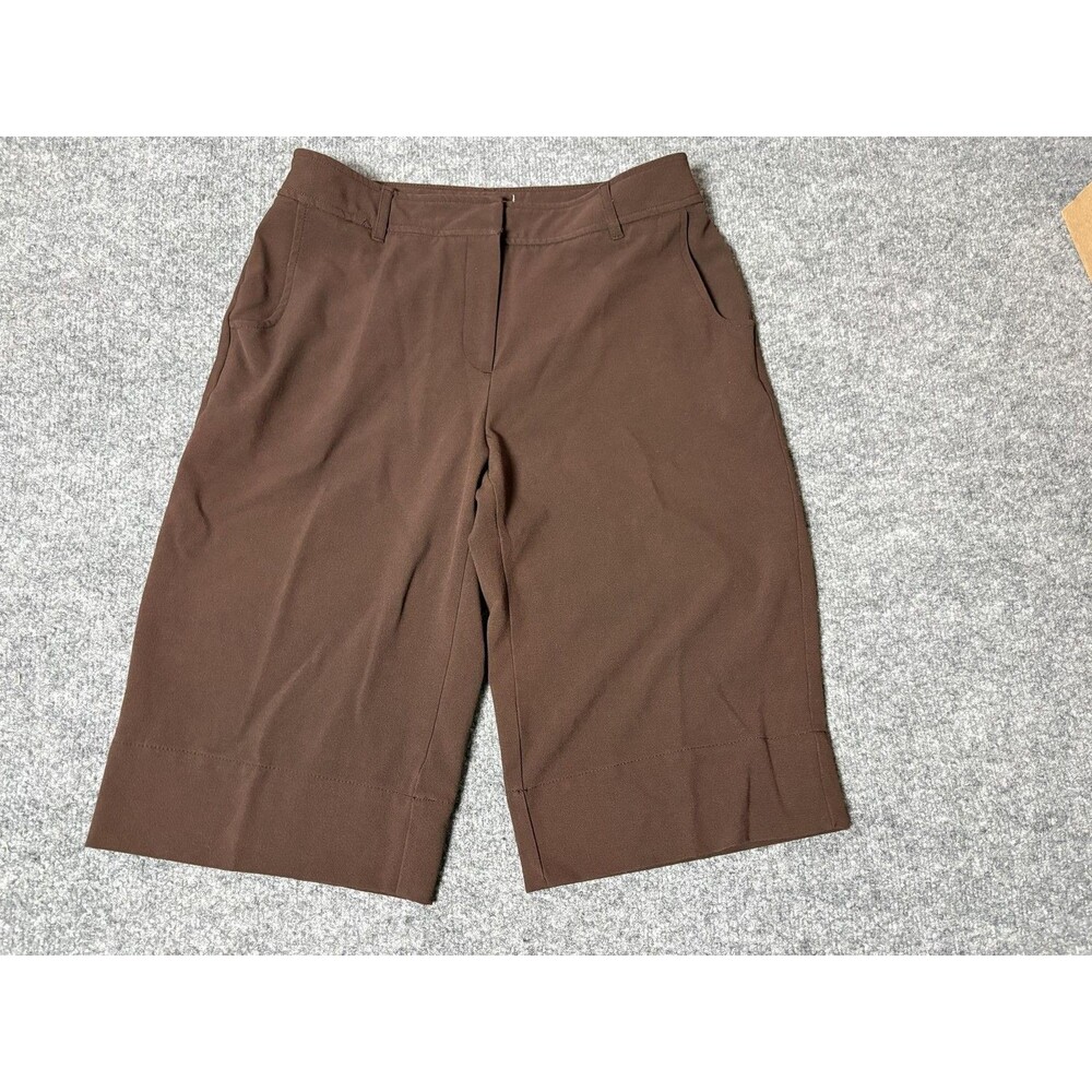 Christopher & Banks Bermuda Shorts Womens 6 Brown Stretch Flat Front Knee Length